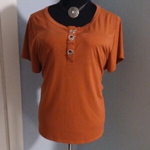 Women's Orange Top with Button Detail